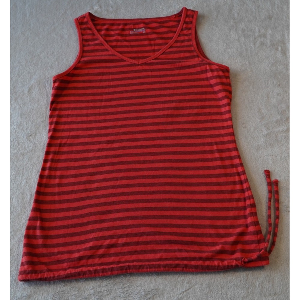 Columbia T Shirt‎ Womens M/M Pink Stripe Sleeveless Cotton Basic